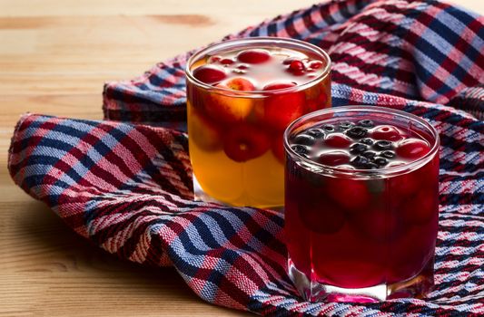 Fruit jelly dessert with fresh berries