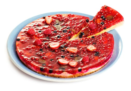 Berries cake isolated on white background