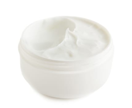 Close up of beauty cream container on white background, isolated