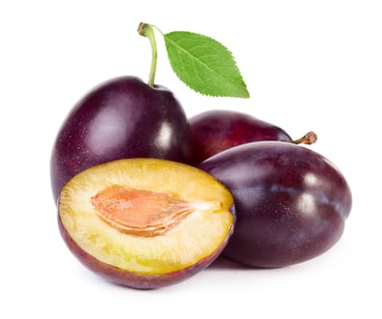 Plums isolated on white background