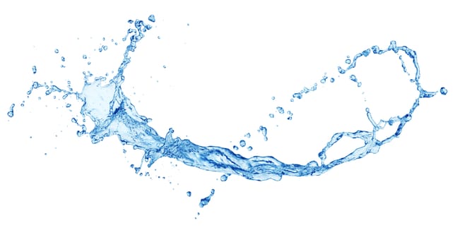 Blue water splashing isolated on white background