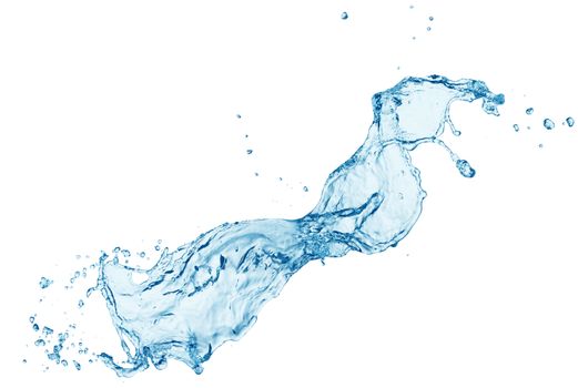 Blue water splashing isolated on white background