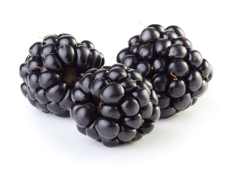 Three blackberries isolated on white