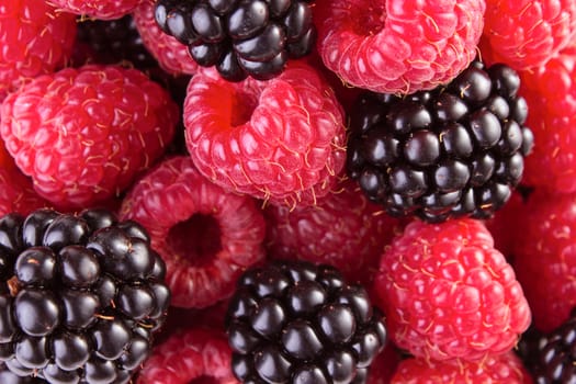 Fresh blackberry and raspberry background