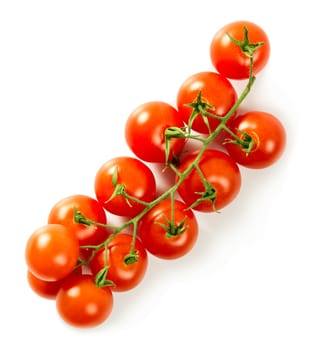 Branch of cherry tomatoes isolated on white
