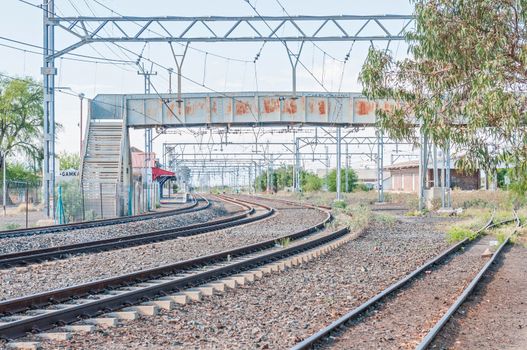 LEEU-GAMKA, SOUTH AFRICA - DECEMBER 2, 2014: The main Johannesburg to Cape Town railroad at the Leeu-Gamka station
