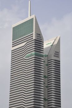 Acico Twin Towers along Sheikh Zayed Road in Dubai, UAE. Nikko Hotel Dubai (JAL Hotel) is the taller tower and Acico Office Tower (Nassima Tower) is shorter.