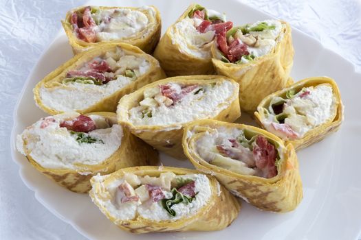 Lavash tortilla with vegetables and fruits