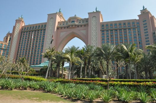 Atlantis The Palm in Dubai, UAE. It is located on Dubais reclaimed artificial island The Palm and was the first resort to be built on the island.