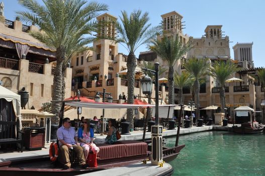 Madinat Jumeirah Arabian Resort in Dubai, UAE. It is the largest resort in Dubai, spreading across 40 hectares of landscapes and gardens.