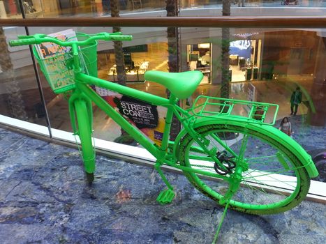 Bicycle exhibit at the Street Con urban art festival at Al Ghurair Centre in Dubai, UAE. Al Ghurair is one of the oldest shopping malls in Dubai, UAE.