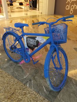 Bicycle exhibit at the Street Con urban art festival at Al Ghurair Centre in Dubai, UAE. Al Ghurair is one of the oldest shopping malls in Dubai, UAE.