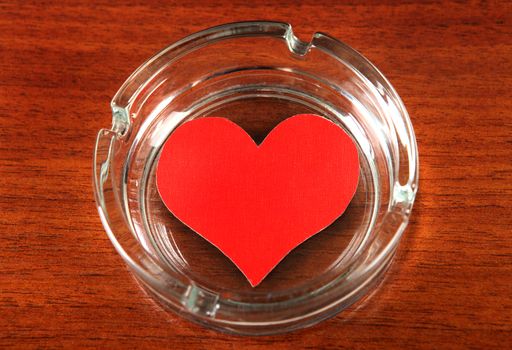 Ashtray with Heart Shape on the Table