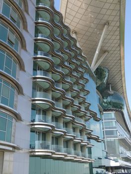 Meydan Hotel in Dubai, UAE. The Meydan is the worlds first 5-star trackside hotel with 285 rooms, 2 race tracks and the Grandstand.