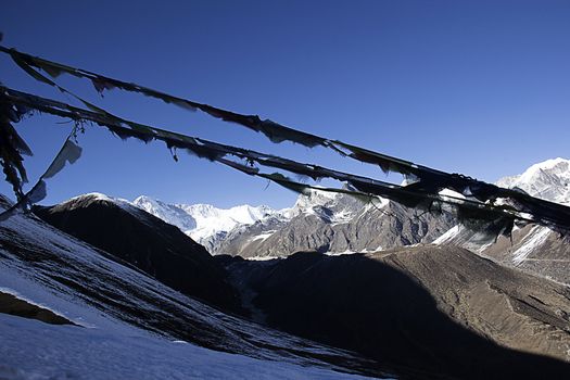 prayer flag in highs mountains