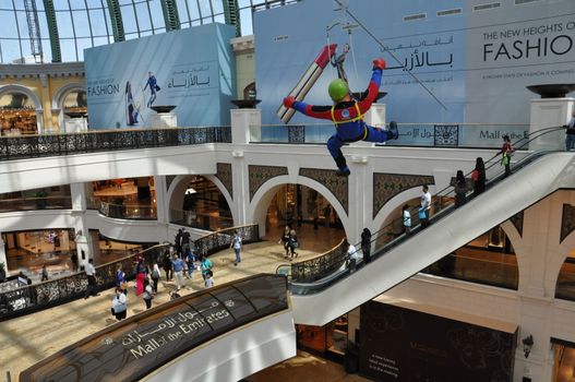 Mall of the Emirates in Dubai, UAE. It is the second largest mall in Dubai containing the biggest indoor ski slope in the world.