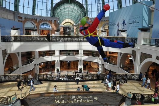 Mall of the Emirates in Dubai, UAE. It is the second largest mall in Dubai containing the biggest indoor ski slope in the world.