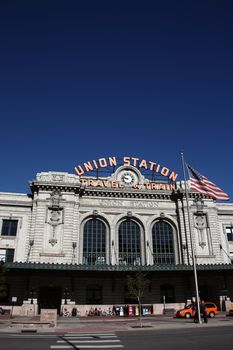 Bystanders and tourists at Union Station in Denver, Colorado.