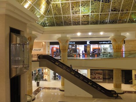 Wafi Mall in Dubai, UAE. Wafi City, styled after ancient Egypt, is a mixed-use development including a mall, hotel, restaurants, and residences.