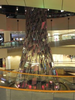 Wafi Mall in Dubai, UAE. Wafi City, styled after ancient Egypt, is a mixed-use development including a mall, hotel, restaurants, and residences.