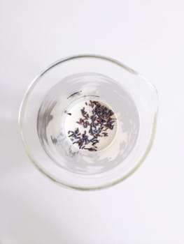 Lavender buds steeping in milk