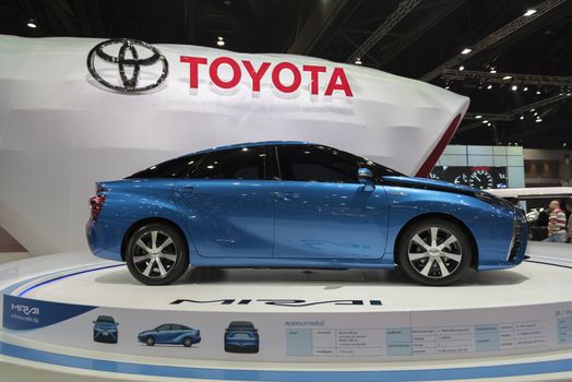 BANGKOK,THAILAND - APRIL 4 : toyota mirai show on April 4,2015 at the 36th Bangkok international motor show in Thailand.