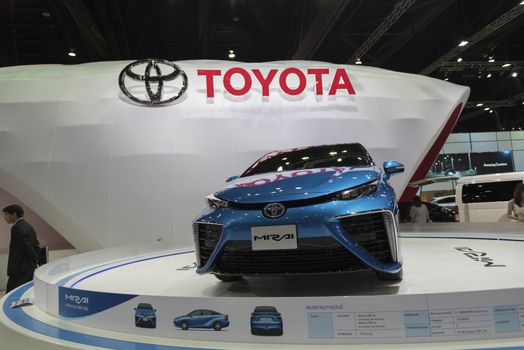 BANGKOK,THAILAND - APRIL 4 : toyota mirai show on April 4,2015 at the 36th Bangkok international motor show in Thailand.