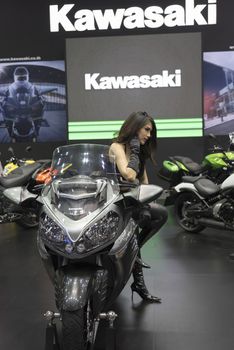 BANGKOK,THAILAND - APRIL 4 : kawasaki motorcycle show on April 4,2015 at the 36th Bangkok international motor show in Thailand.