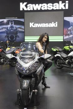 BANGKOK,THAILAND - APRIL 4 : kawasaki motorcycle show on April 4,2015 at the 36th Bangkok international motor show in Thailand.