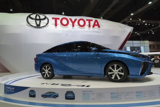 BANGKOK,THAILAND - APRIL 4 : toyota mirai show on April 4,2015 at the 36th Bangkok international motor show in Thailand.