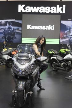 BANGKOK,THAILAND - APRIL 4 : kawasaki motorcycle show on April 4,2015 at the 36th Bangkok international motor show in Thailand.