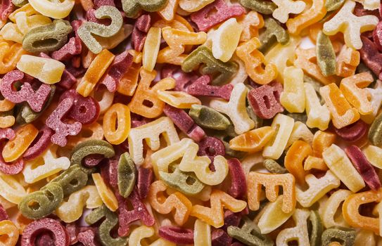 Food, nutrition. Delicious pasta letters