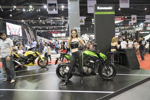 BANGKOK,THAILAND - APRIL 4 : kawasaki motorcycle show on April 4,2015 at the 36th Bangkok international motor show in Thailand.