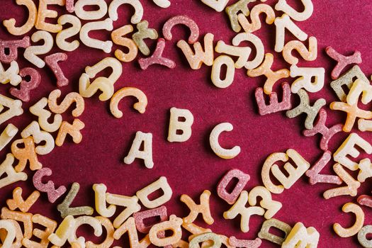 Food, nutrition. Delicious pasta letters