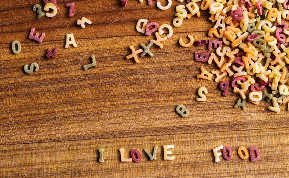 Food, nutrition. Delicious pasta letters