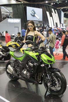 BANGKOK,THAILAND - APRIL 4 : kawasaki motorcycle show on April 4,2015 at the 36th Bangkok international motor show in Thailand.