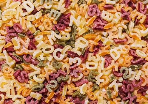 Food, nutrition. Delicious pasta letters