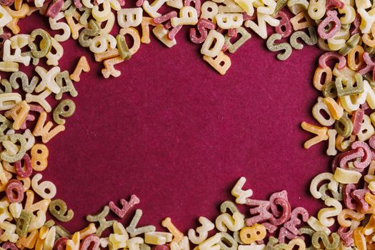 Food, nutrition. Delicious pasta letters