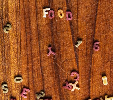 Food, nutrition. Delicious pasta letters