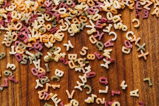 Food, nutrition. Delicious pasta letters