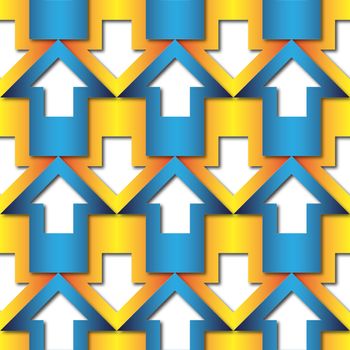 background or texture abstract blue and orange arrows pattern