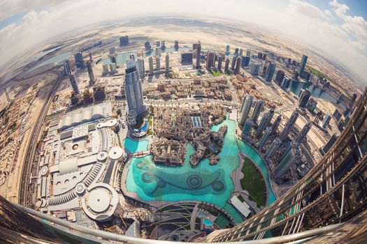 View of downtown Dubai from Burj Khalifa, United Arab Emirates