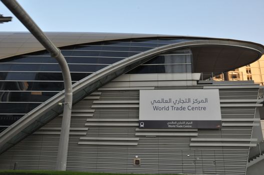 Dubai World Trade Centre Metro Station in UAE. Dubai Metro is a driverless network. Guinness World Records declared it the worlds longest fully automated metro network.