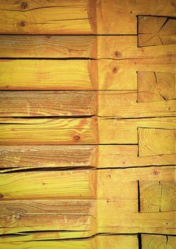 abstract background or texture Yellow wall of wooden beams