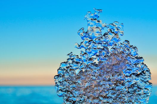 Abstract frozen water on the seashore