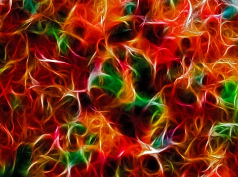 Abstraction in the form of bright colored radiant plexus on a dark background