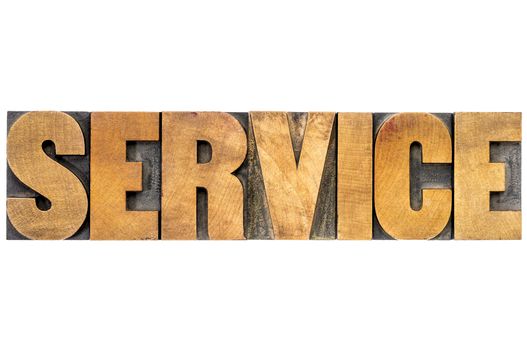 service word  - isolated text in vintage letterpress wood type