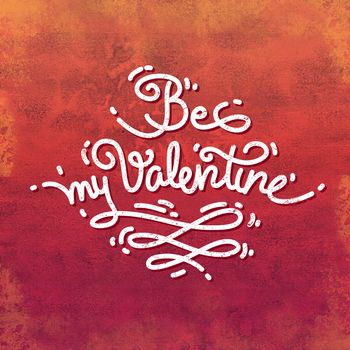 Be My Valentine. Pink Calligraphic Greeting Card.
