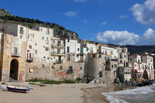 Italy. Sicily island . Province of Palermo. View of Cefalu in spring