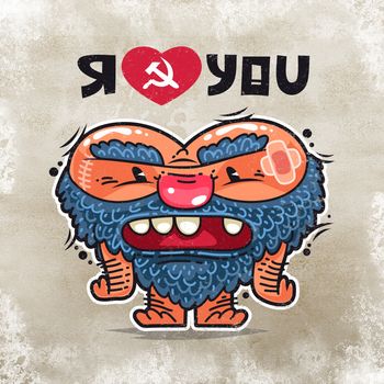 Cartoon Russian Love Monster for Humor Valentine's Day Design or T-Shirt Print